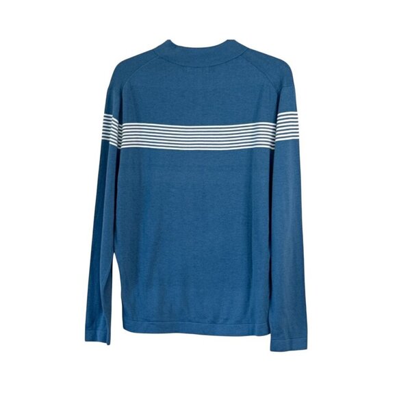 Dstrct&row Men's Striped Long Sleeve Polo Shirt Blue White Size L NWT - Picture 2 of 7